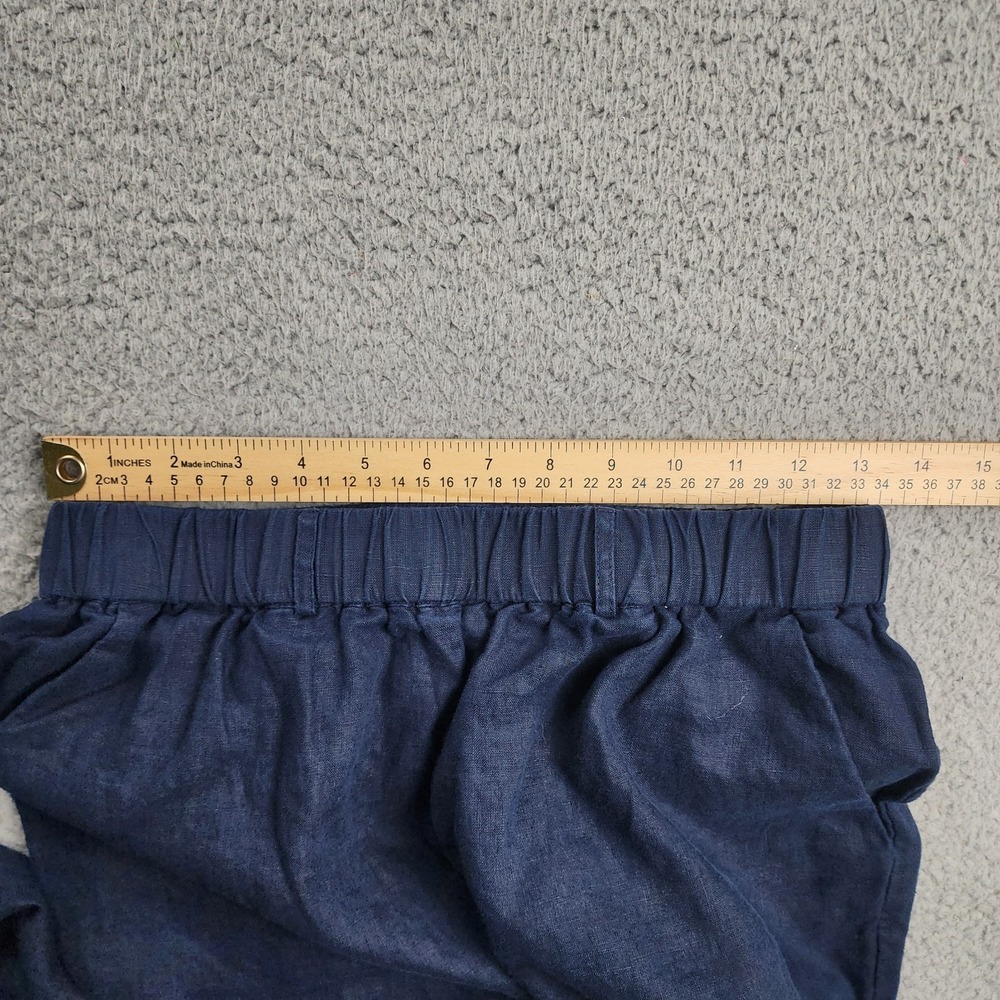 Quince Linen Pants Womens Small Blue Pull On Stretch Resort Lagenlook Beachy - Picture 3 of 10
